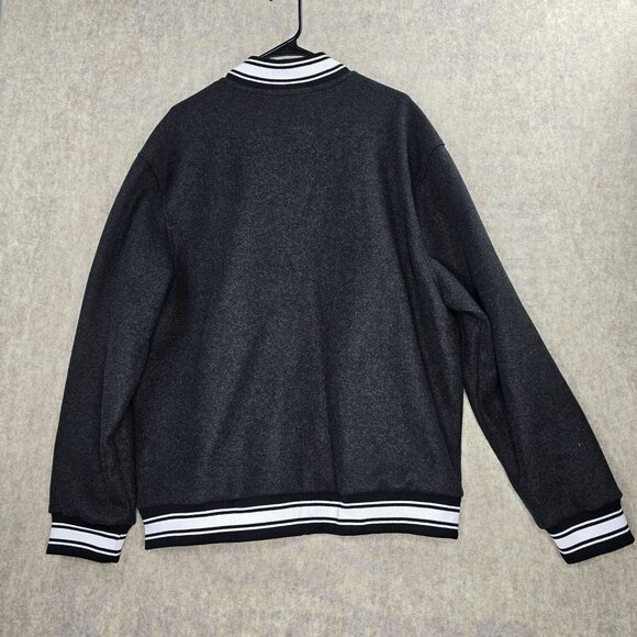 George Mens XL Varsity Jacket Black & White Striped Collar Polyester - Picture 2 of 8